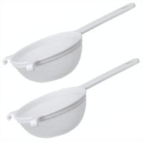 Crafty Cultures Plastic Strainers With Handle (White, Pack Of 2)